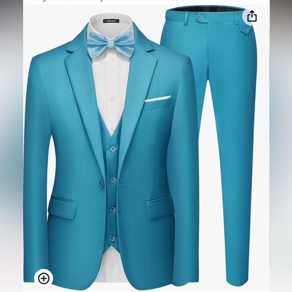 MAGE MALE Men's 2 Pieces Suit Elegant Solid One Button Slim Fit Set HH.